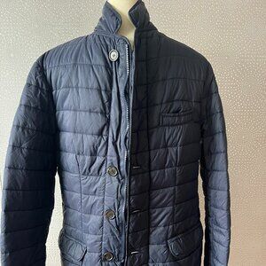 Spada Roma Mens Black Stand Up Collar Full Zip Lined Puffer Jacket Size L